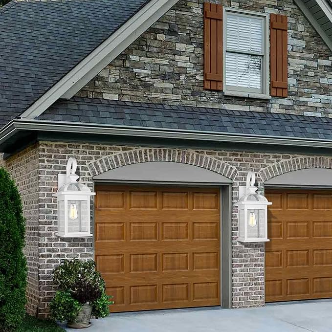 Darkaway Outdoor Lights Fixtures Wall Mount Large 22inch Outdoor Wall Sconce Lights with Seeded Glass Waterproof Outside Exterior Lights Fixture for House Front Porch Patio （Large White）