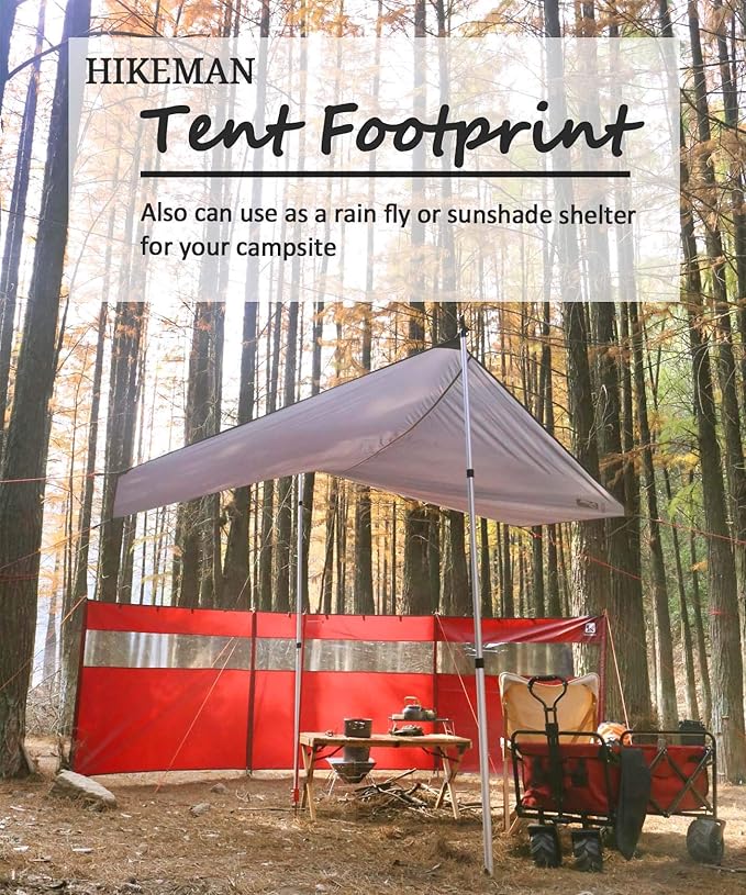 Hikeman Hexagonal Tent Footprint1-4 Person Ultralight Waterproof Tent Tarp Ground Sheet Mat with 6 Tent Stakes for Camping Hiking Picnic Backpacking(L)