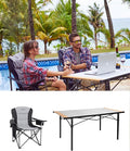 KingCamp Oversized Camping Folding Chair Heavy Duty 450 LBS with Lumbar Support&ampFolding Camping Table Aluminum Roll-Up Camp Table