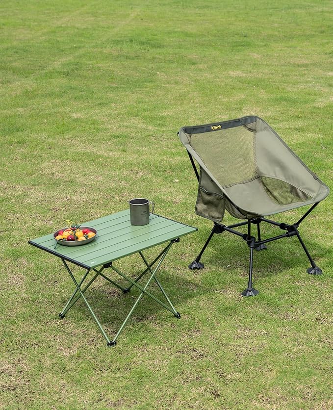 iClimb 1 Folding Table and 2 Anti-Sinking Chair Bundle Ultralight Compact for Adults Outdoor Beach Backpacking Hiking Camping Beach Concert Party Adventuring