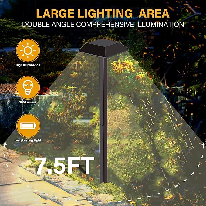 Bobcat Solar Landscape Pathway Lights Super Bright with 2-in-1 Warm White and Daylight Modes Solar Lights Outdoor Waterproof for Outdoor Path Sidewalk Driveway Yard or Walk Way (4 Pack)