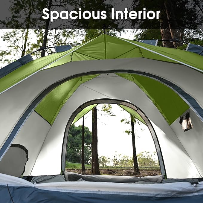 MOON LENCE Pop Up Tent 3-4 Person 60s Instant Setup Camping Tent with 2 Doors Water-Resistant &amp Windproof Dome Tent for Car Camping Backyard Traveling
