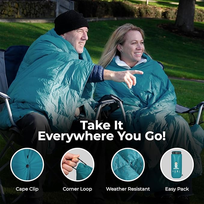 Puffy Blanket for Cold Weather - Down Camping Blanket with Sustainable Insulation Lightweight &amp Warm Outdoor Camping Quilt Water-Resistant Compact &amp Packable
