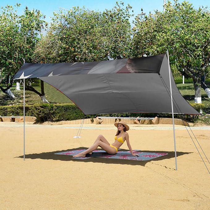 American Flag EagleCamping Sun Shelters 9.2 x 10.5 FT Beach Canopy Tent Sun Shade with Carrying Bag for Camping Trips Fishing Backyard Fun or Picnics 21340999