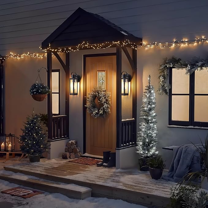 Dusk to Dawn Outdoor Lighting Fixtures Black Waterproof Sconce Outside Lamp Exterior Wall Sconce Front Door Porch Wall Mount Light Fixtures Anti Rust Wall Lantern for Garage Doorway