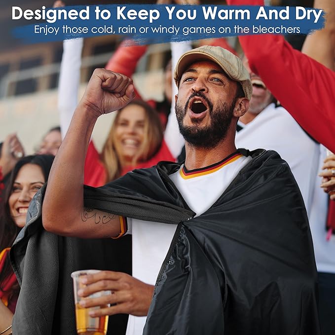 Catalonia Waterproof Stadium Blanket Windproof Wearable Poncho for Football Sideline &amp Sports Events for Fans Portable Durable Outdoor Blanket for Camping &amp Tailgating