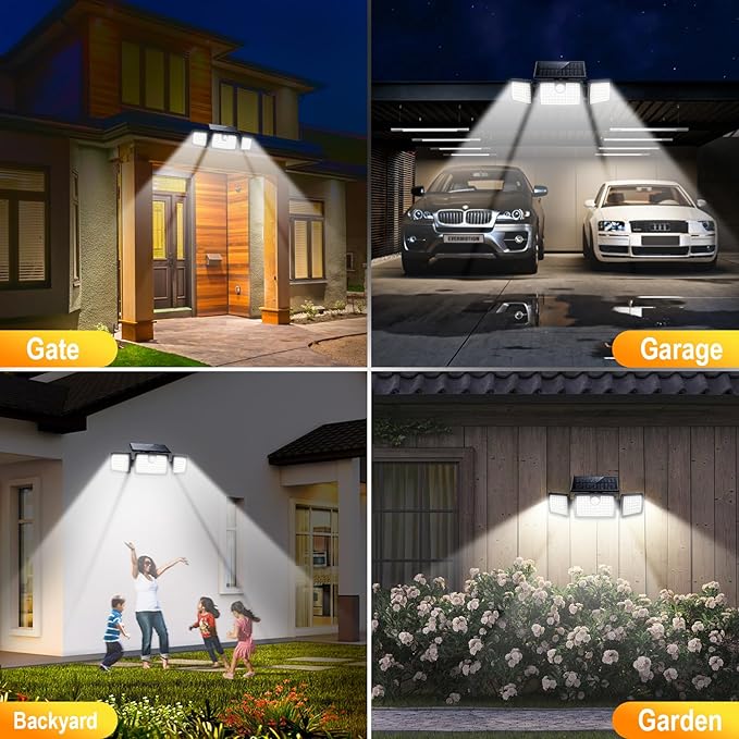 MIHANI Solar Lights Outdoor Quick Charge Solar Motion Deck Lights Outdoor for Deck with High Brightness Larger Built-in Tempered Glass Panel Sensitive PIR Motion Inductor (Remote 6 Pack)