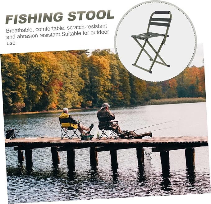 VANZACK 1pc Portable Folding Fishing Chair Lightweight and Outdoor Stool for Camping Hiking and Beach Activities Non- Design and Support Green