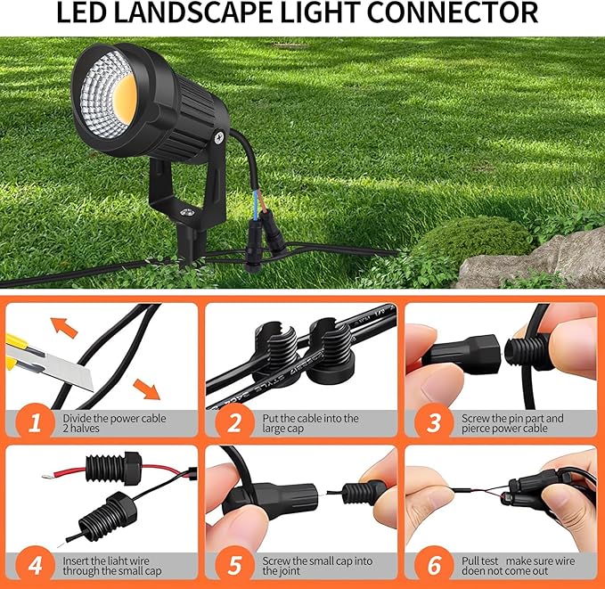 12W LED Landscape Lights Low Voltage 3000K Warm White 12V AC/DC Waterproof Outdoor Spotlights IP65 Garden Pathway Lights with 8 Spike Stands for Tree Garden Yard Pathway (8 Pack)