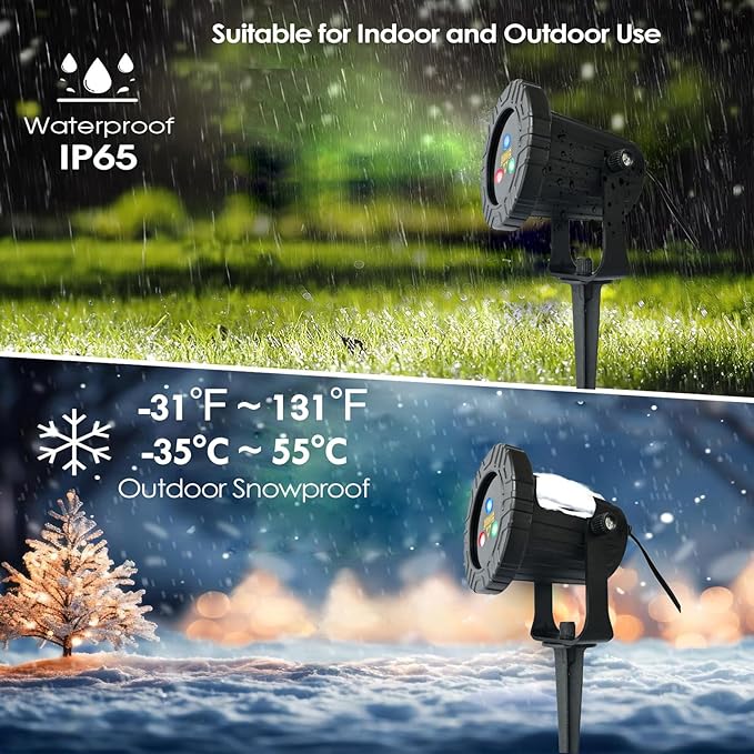 Laser Christmas Porjector Lights Waterproof Aluminum-Alloy Projector Outdoor RGB 3-Color Star Shower Laser Lights Remote Control &amp Timing Perfect for Holidays Party Garden Decor