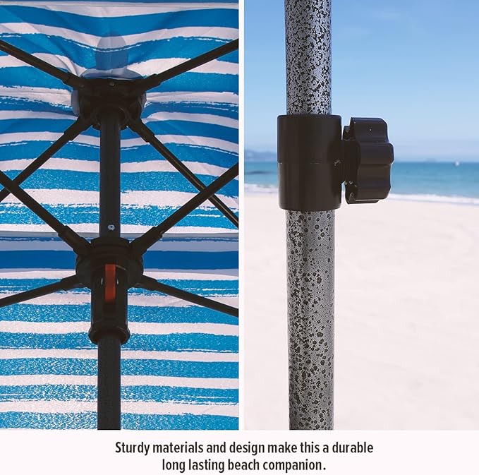 Qipi Beach Cabana - Easy to Set Up Canopy Waterproof Portable 6' x 6' Beach Shelter Included Side Wall Shade with UPF 50+ UV Protection Ultimate Sun Umbrella - for Kids Family &amp Friends