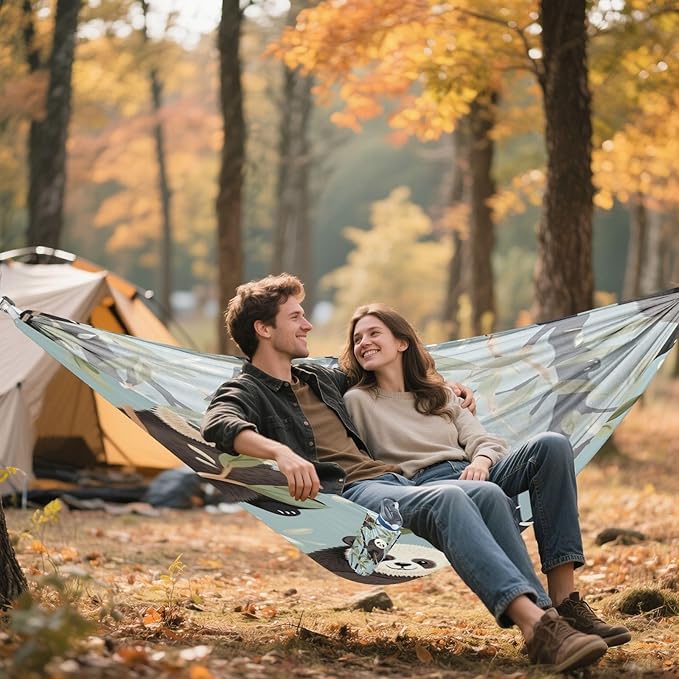 Sloth Leaves Camping Hammock Single Portable Hammocks with Tree Straps &amp Attached Carry Bag 330Lbs Capacity Perfect for Outside Indoor Hiking Beach Backpack Travel
