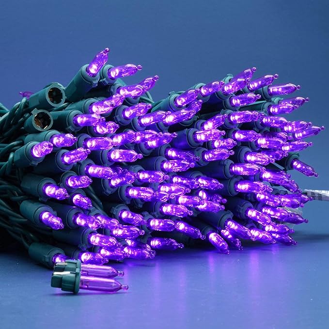 200 Count Purple LED Christmas Lights 66 ft Green Wire UL Certified Commercial Grade Holiday String Light Set (Purple)