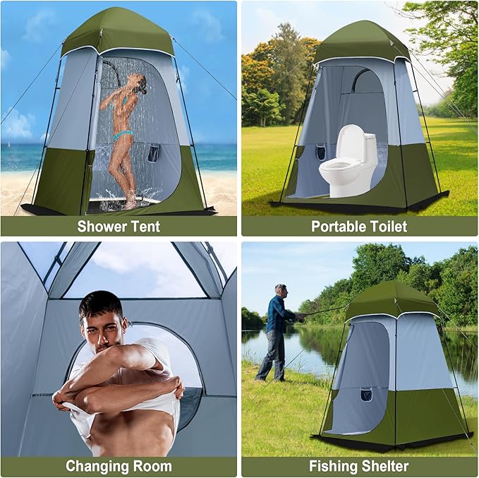 Camping Shower Tent 7.9 FT Extra Tall Oversize Privacy Tent Portable Outdoor Bathroom Toilet Tent with Floor Easy Set Up Privacy Shelter for Dressing Hiking Fishing UPF50+