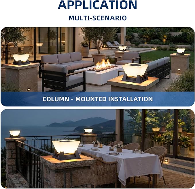 Outdoor Post Lights 11 Hard Wired Pillar Light IP54 Waterproof Column Lamp E26 LED Bulb Modern Fence Deck Lantern 3000K Outside Landscape Lighting for Patio Garden Backyard Gate Decoration