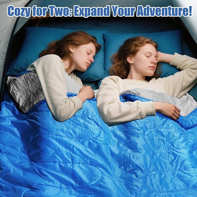 2-in-1 Detachable Sleeping BagWaterproof 4-Season Adult Sleeping Bags w/Removable Cotton Liner – Converts to 2 Lightweight Bags for Camping Hiking Travel