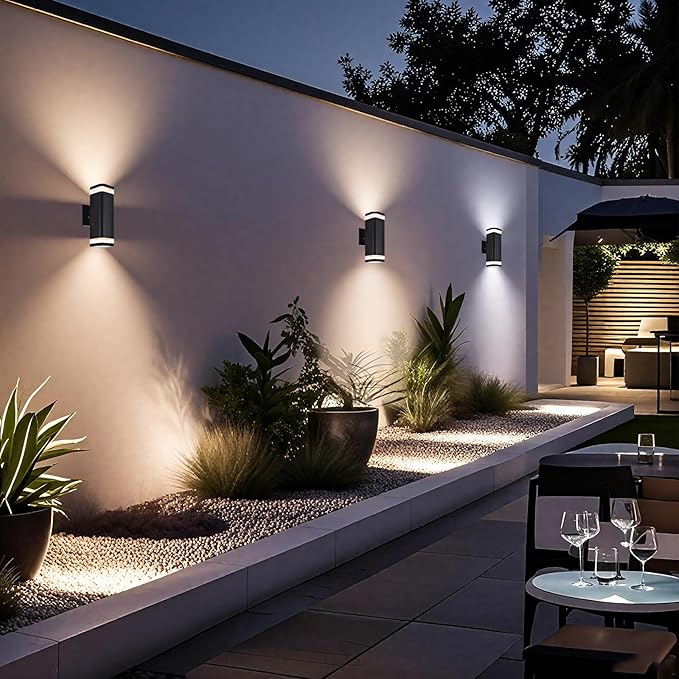 LED Outdoor Wall Sconce Dusk to Dawn Outdoor Lighting Fixture Modern Up Down Porch Lights ETL Listed Aluminum Exterior Wall Lights for Garage DoorHousePatio 2 Pack