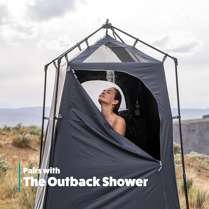 Kakadu Outback Shower Tent Portable Privacy Shelter Outdoor Camping Toilet Tent Changing Room Sturdy Easy Setup - with LED Light Carry Bag Towel Rod