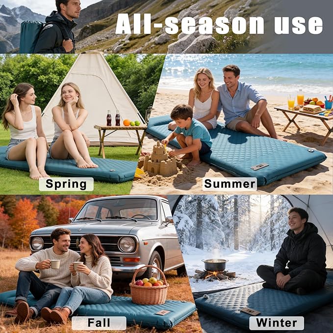 Self Inflating Sleeping Pad for Camping with Electric Pump 3.15 Ultra-Thick Memory Foam Mattress with Built-in Pillow 4-Season Portable Camping MattressMust-Have Gear for TravelTent &amp Car Cam