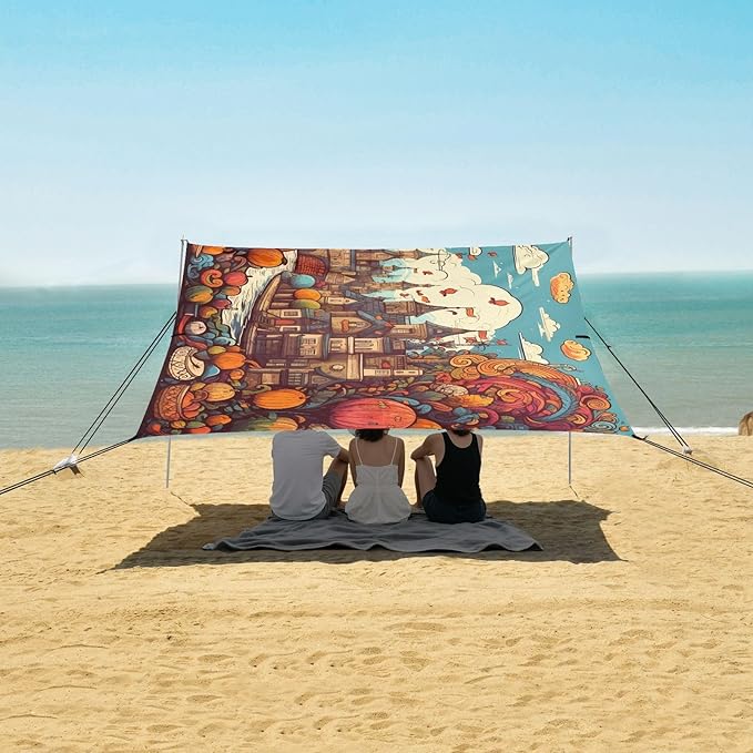Fall PumpkinCamping Sun Shelters 9.2 x 10.5 FT Beach Canopy Tent Sun Shade with Carrying Bag for Camping Trips Fishing Backyard Fun or Picnics 21341612