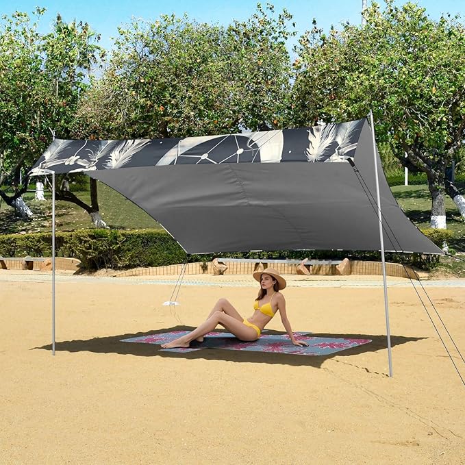 ALAZA Dreamcatcher Butterfly Beach Tent Sun Shelter UPF50+ Protection Beach Shade Canopy w/ 4 Sandbags for Outdoor Camping Fishing Backyard Fun Picnic 10x9 ft