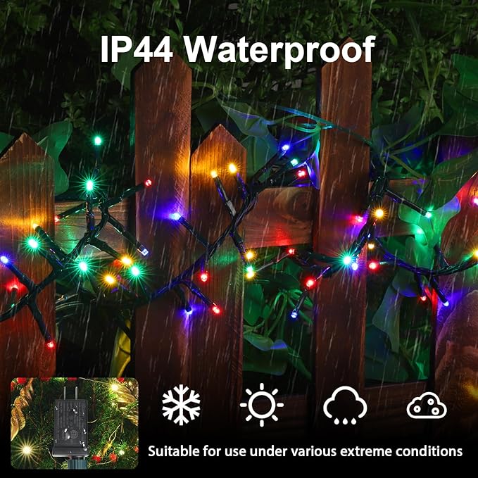 LAMPHOME 500 LED String Lights Outdoor 16 Modes Plug-in Twinkle Fairy for Bedroom 46ft 500LED Christmas Cluster Outdoor Waterproof - Multicolor