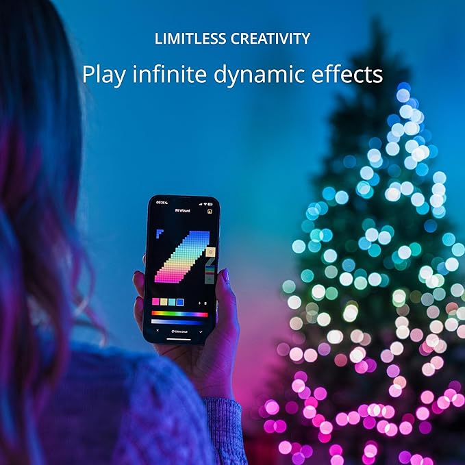 Twinkly Strings 600 LED RGB LED Light String Smart Multicolor LED Lights Christmas Lights Mappable LEDs IP44 Green Wire Packaging May Vary 157.5ft