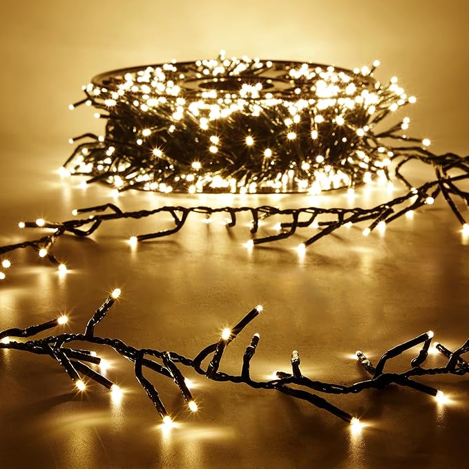 82FT 1000LED Warm White Christmas Lights Outdoor with 8 Modes IP44 Waterproof Plug in Christmas Tree Light Fairy String Lights for Christmas Patio Garden Indoor Outdoor Decor