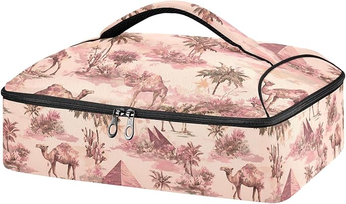 Casserole Carrier Lovely Camel PrintInsulated Casserole Carrier for Hot or Cold Food Thermal Lunch Tote for Potluck Parties Picnic Beach Fits 9 x 13 Inches Baking Dish
