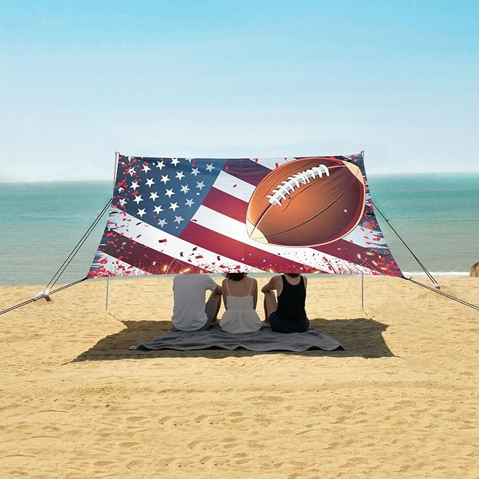 Camping Sun Shelters Soccer and Flag Print Beach Canopy 126 * 110.2in