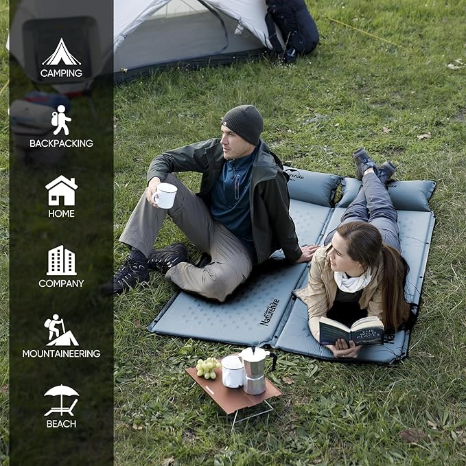Naturehike Self-Inflating Sleeping Pad Ultralight Memory Foam Camping Pad with Pillow Fast Inflating Sleeping Pad for Camping Hiking with Storage Bag Single Blue