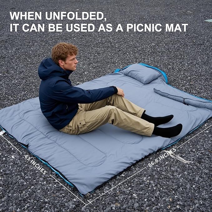 Adult Sleeping Bag with Pillow Comfortable Durable &amp Waterproof Lightweight for Adults Kids Spring Summer Autumn 3 Seasons Travel Camping Outdoor