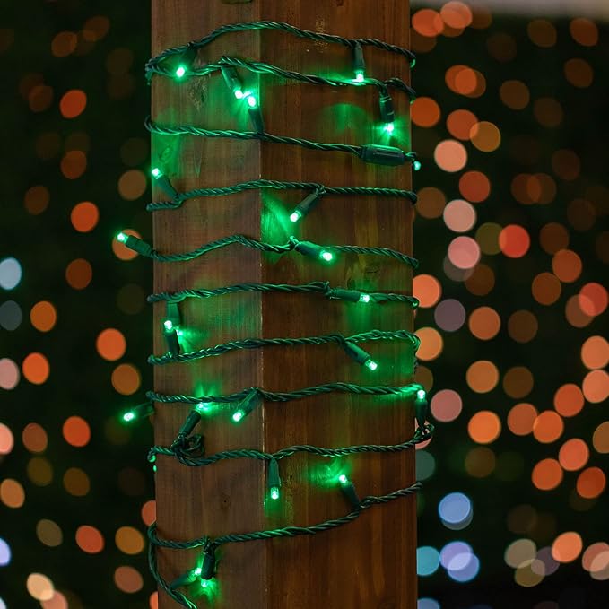 Novelty Lights Coaxial 4 Pack 25 Feet 50 Green LED Christmas String Commercial Grade Green Wire Waterproof Connections Modular Product Line Connect 43 Sets