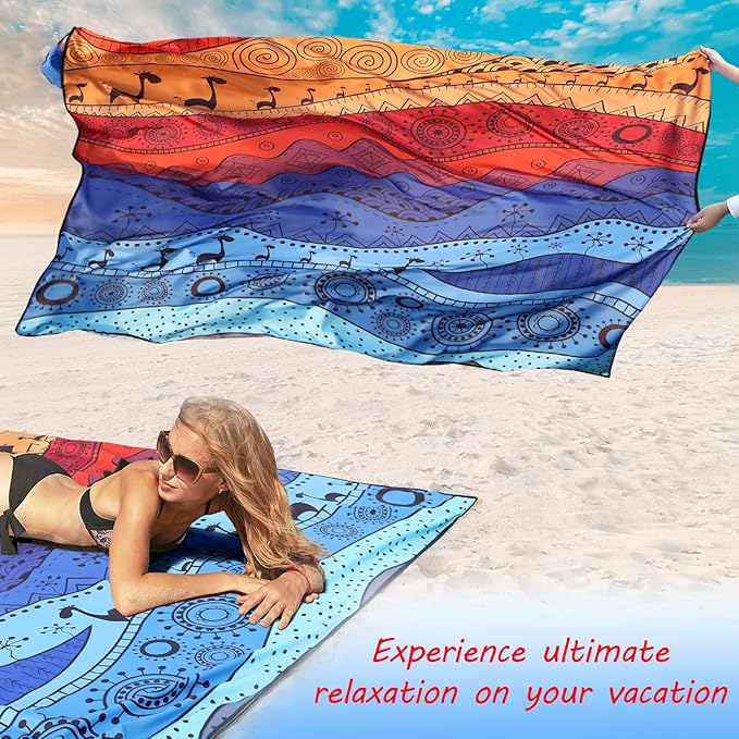 Beach Blanket Waterproof Sandproof Extra Large Beach Mat 79 X 83/120x108for 1-8 Adults Quick Drying Durable Outdoor Picnic Mat for Beach Travel Camping Hiking