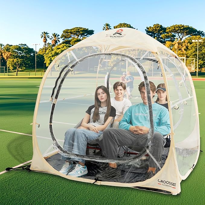 Sports Tent Pop Up Shelter - Instant Pod for All Weather 2/4/6 Person Bubble Tent with Top Cover Waterproof Clear Tent for Sports Events Camping Fishing Cheering and Other Outdoor Activities