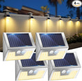 4 Pack Solar Lights Outdoor Motion Sensor Waterproof Fence Lights 3 Lighting Mode Warm White LED Outside Light Wireless for Fence Wall Yard Steps Stairs Garden -Stainless Steel