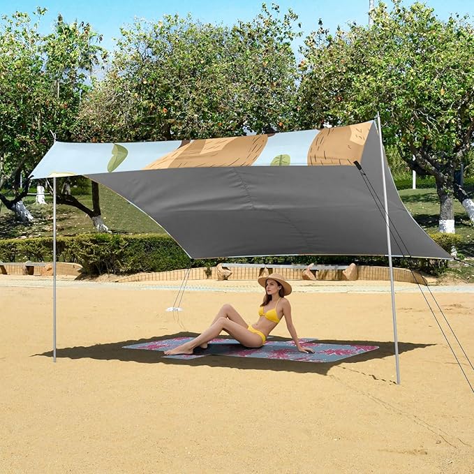 Cute Capybara Lemon Camping Sun Shelter Beach Tent Portable Beach Sun Shade Outdoor Canopy for Camping Trips Fishing Picnic