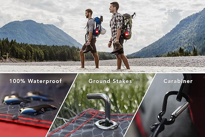 Oceas Outdoor Pocket Blanket - Ideal Sand Proof and Waterproof Picnic Blanket for Beach Hiking and Festival Use - Foldable and Compact Mat Easily Fits Into Small Portable Bag