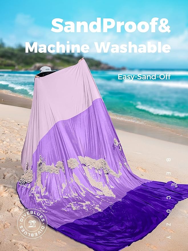 OCOOPA Extra Large Beach Blanket Sand Free Large Oversized Camping Mat Comfortable Parachute Nylon Cozy&amp Chic Compact&amp Light 4 Stakes&amp1 Travel Bag S09