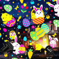 Easter Decorations Projector Lights LED Projector Lights Outdoor with Bunny Eggs Patterns Slides Weatherproof Easter Party Landscape Decorative Lighting Projection Lamp