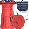ALEVMOOM Upgraded Retractable Folding Stool Camping Stool Collapsible Telescoping Stool for Adults Lightweight Yet More Sturdy Folding Seats for Camping Fishing Hiking Outdoor (red)