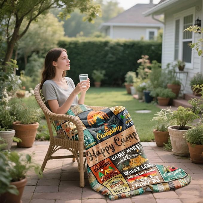 Cool Camping Gifts for Women Camping Blanket 60 X 50 Woman Camping' Gift Camper Decor Camp Blanket Camping' Stuff Camping's Decor for Camper Blankets Gifts for Camping Lover