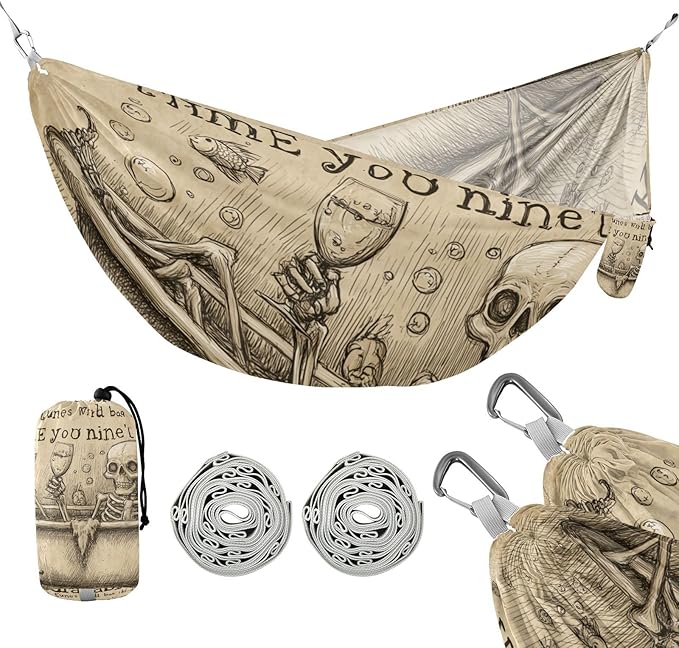 OTVEE Camping Hammock Enjoy Wine in Bathtub Portable Hammocks 500lb Upgraded Thickened Durable Single Hammocks with Tree Straps &amp Travel Bag for Camping Outdoor Indoor Patio Backyard