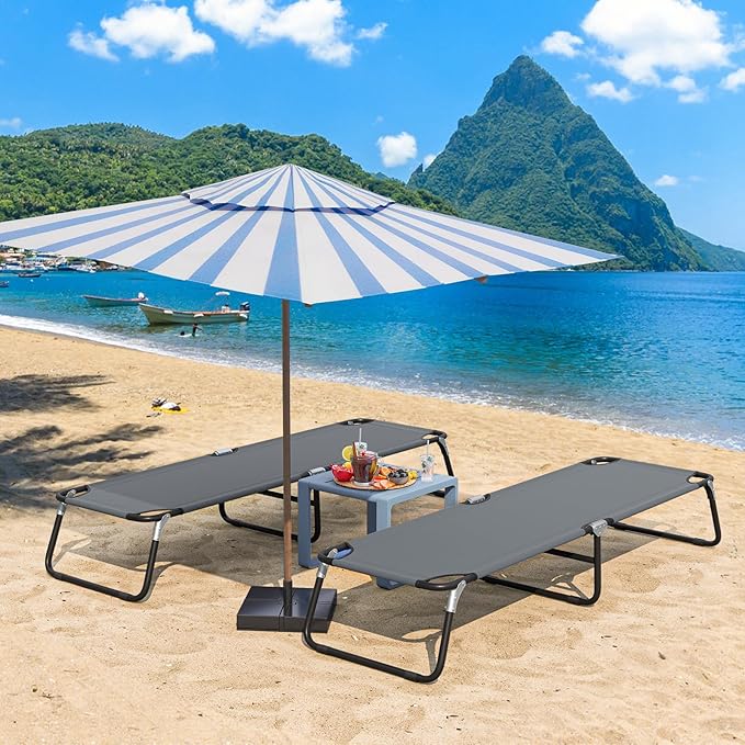 GYMAX Folding Camping Cot 2 Pack Portable Ultralight Compact Sleeping Cot Bed for Adults with Oxford Fabric for Outdoor Travel Backpacking Hiking Patio Home Office 330LBS (2 Grey)
