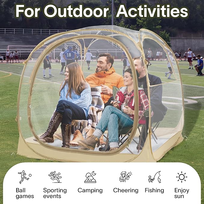 EighteenTek® Pod All Weather Sports Tent with Attached Floor Instant Outdoor Bubble Tent Rainproof Camping Sun Shelter for Sports Events Camping Fishing Cheering 1-4 Person