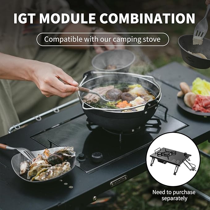 Naturehike Portable IGT Table with Charcoal Grill Folding Camping Table and BBQ Grill with Desk Extension &amp Lantern Stand Perfect for Outdoor Barbecue Camping Cooking Travel Picnic