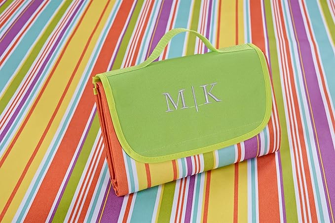 EURYNOME Custom Picnic Blanket Personalized w/Embroidery - Waterproof 600D Oxford Large Beach Mat for Camping Hiking - Add Name/Text!