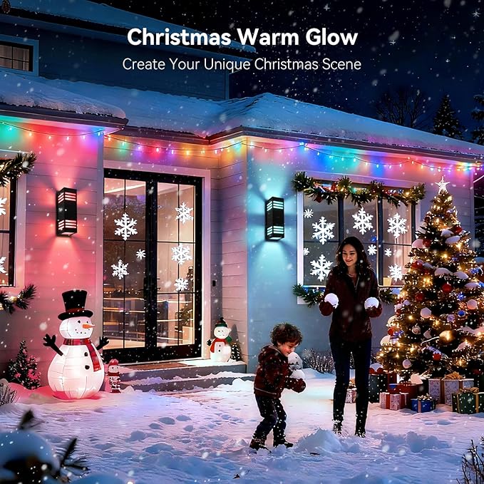 Outdoor Wall Lights 4 Pack RGBCW Smart Porch Lights with Various Scene Modes Waterproof Dimmable Up and Down Lights Outdoor DIY Lighting Effects Compatible with Alexa Google Assistant