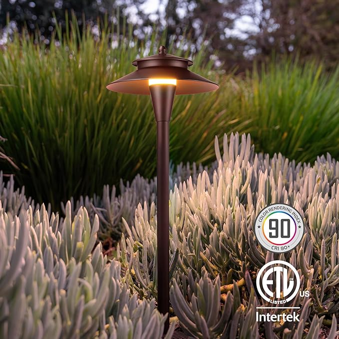 LEONLITE 5CCT Low Voltage Pathway Lights 12-24V LED Landscape Path Light 1800/2700/3000/4000/5000K Double Layer CRI90 IP65 Waterproof Landscape Lighting Aluminum Oil Rubbed Bronze Pack of 6