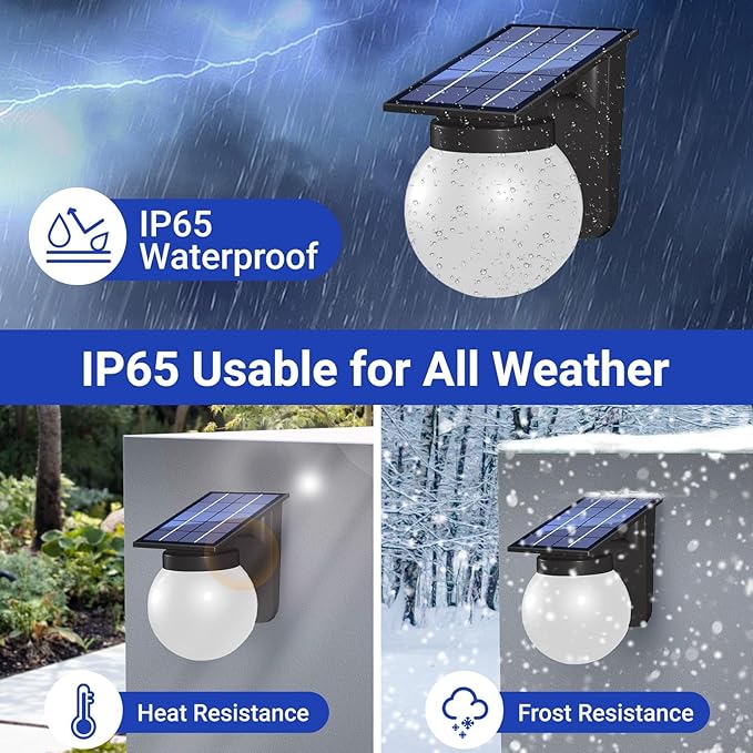 Solar Wall Lights Outdoor 2 Pack 3 Lighting Modes IP65 Waterproof Wireless Solar Powered LED Lights for Backyard Garden Fence Patio Front Door - Bright &amp Durable Outdoor Lighting